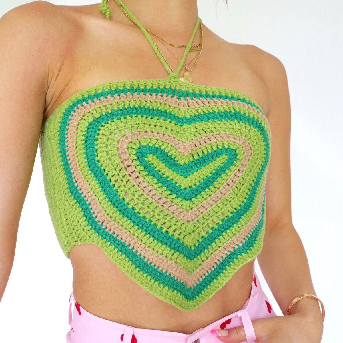 Marie Green Heart Crochet Halter