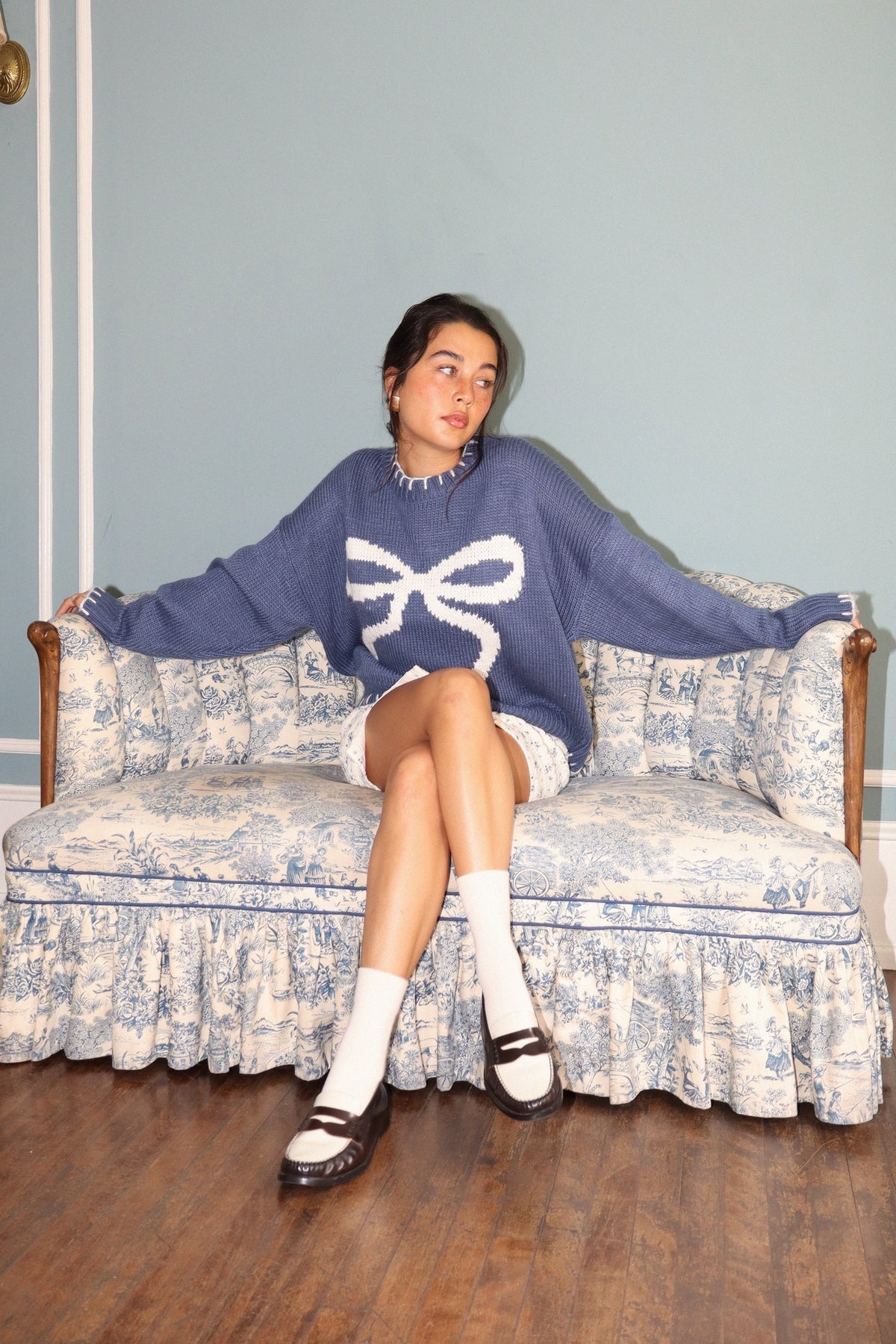 Rosalia Blue Bows Knit Sweater