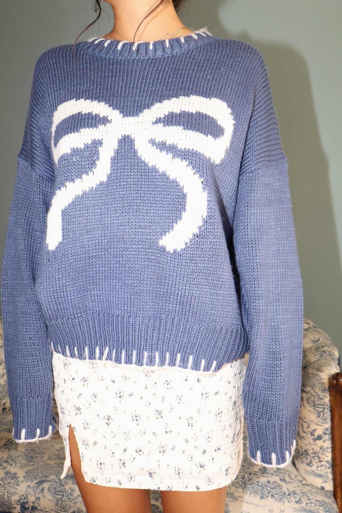 Rosalia Blue Bows Knit Sweater