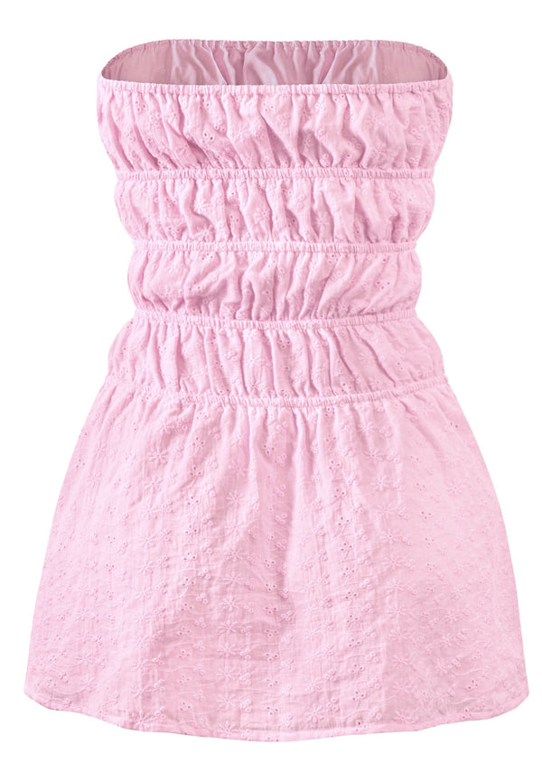 Carleigh Pink Eyelet Mini Dress