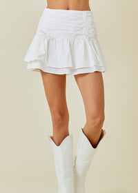 Jolene White Mini Skort