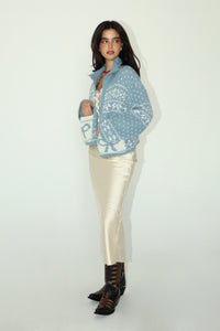 Helena Blue Ribbon Embroidered Sweater