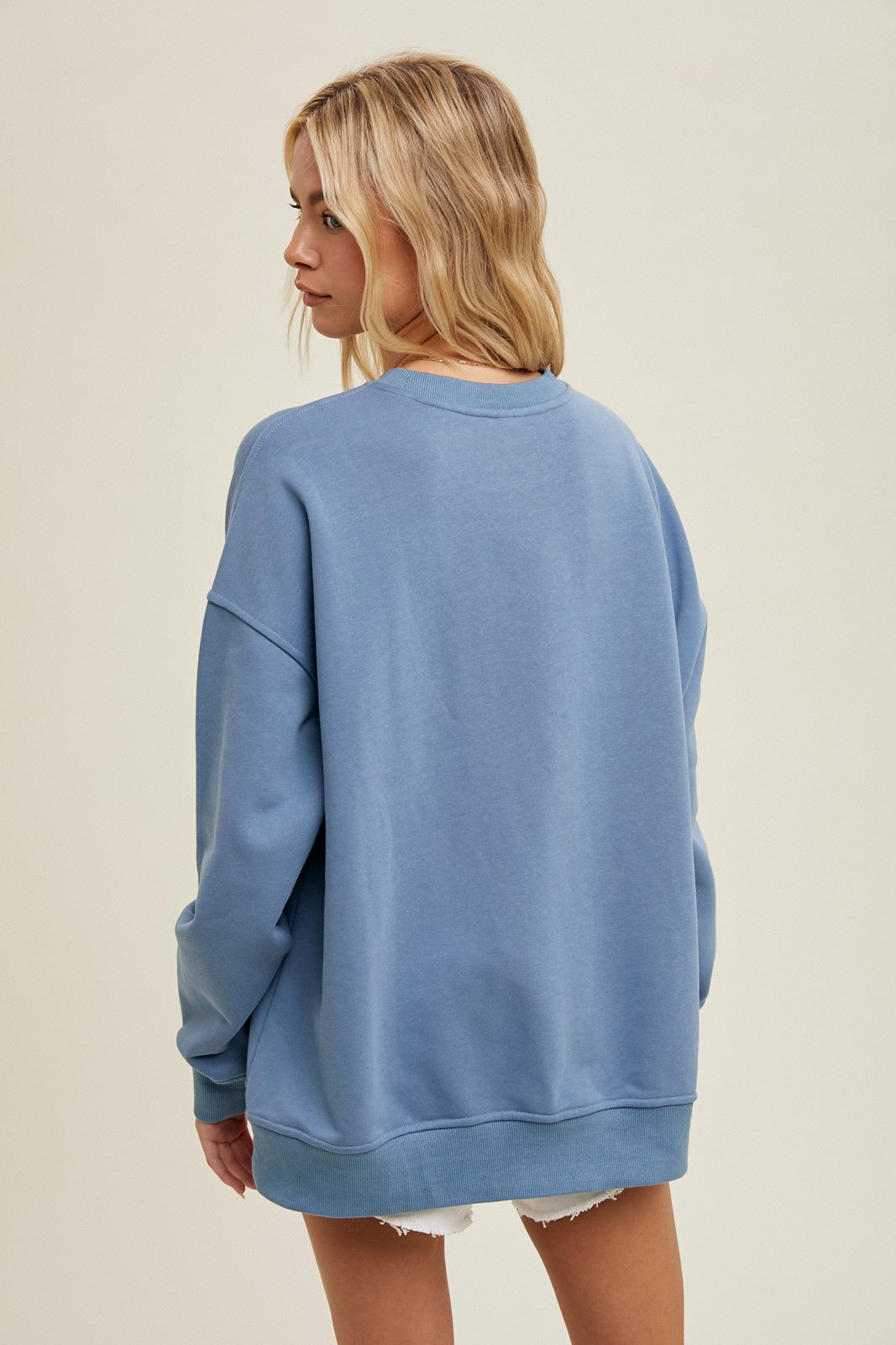 Blue Oversized Flag Pullover Sweatshirt