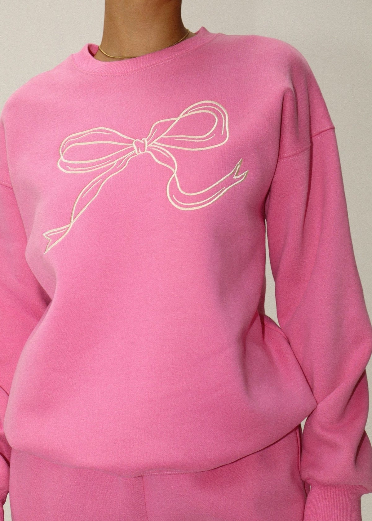 Pink Ribbon Embroidery Crewneck