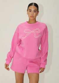 Pink Ribbon Embroidery Crewneck