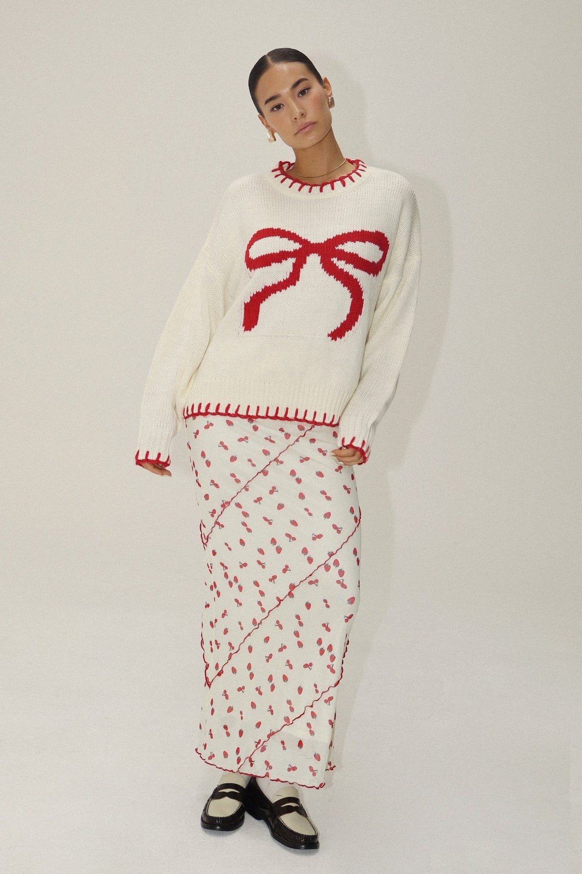 Rosalia Red Bows Knit Sweater