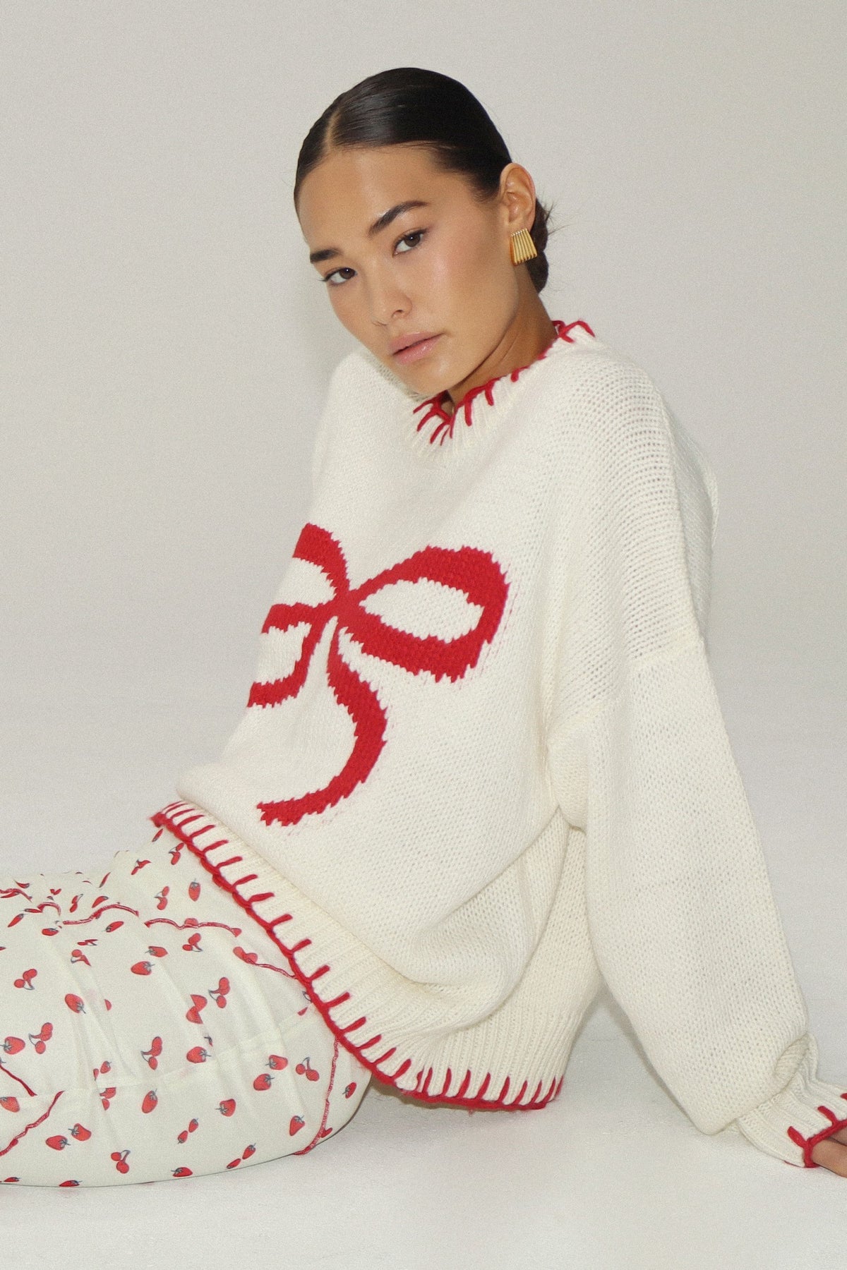 Rosalia Red Bows Knit Sweater