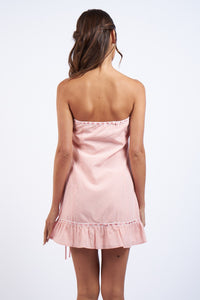 Dory Pink Checkered Tie Mini Dress