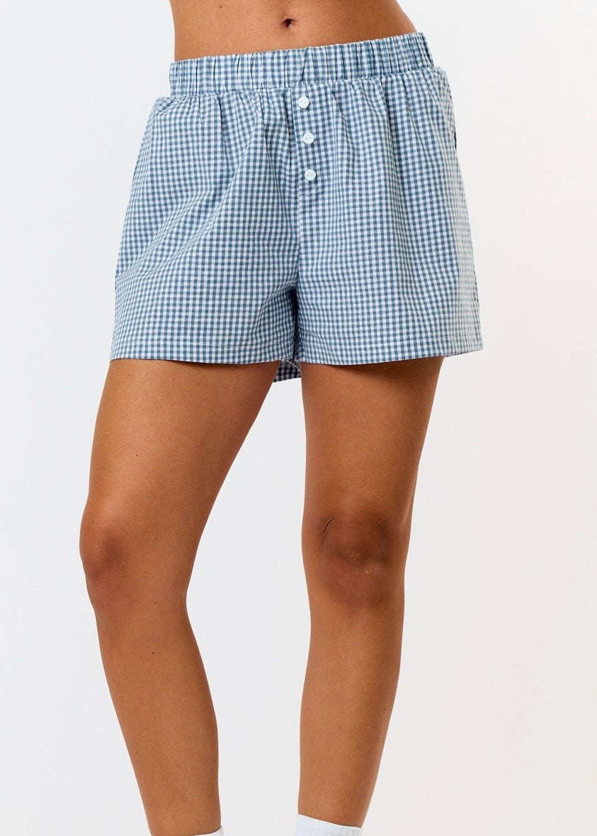 Shauna Blue Gingham Boxer Shorts