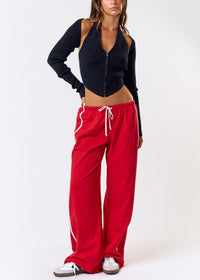 Cecily Red Wide Leg Sweatpants