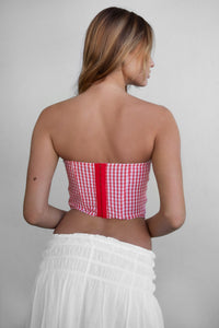 Starlet Red Gingham Bustier Top