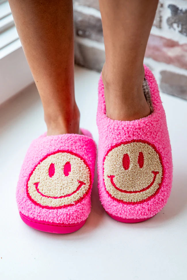 All Pink Smiley Slippers