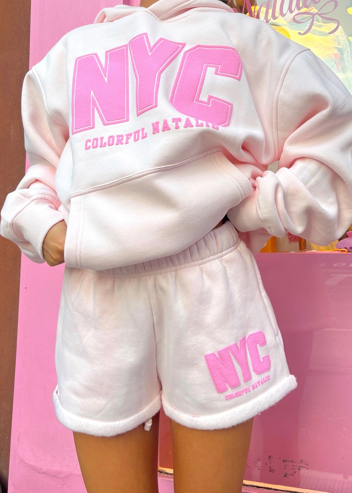 NYC Light Pink Sweat Shorts