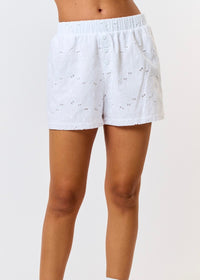 Kai White Eyelet Boxer Shorts