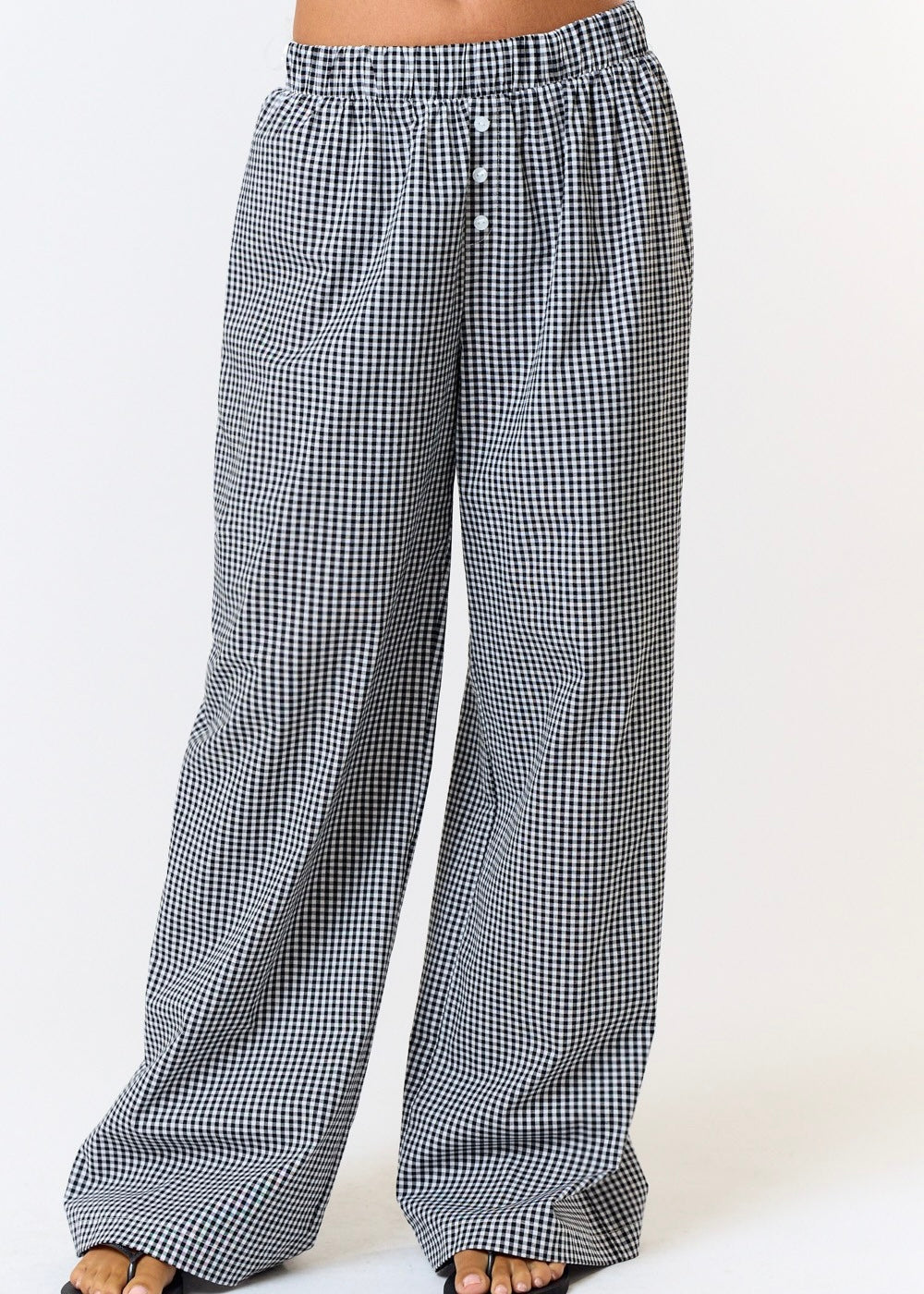 Fresno Black Gingham Wide Leg Lounge Pants