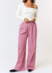 Fresno Red Gingham Wide Leg Lounge Pants