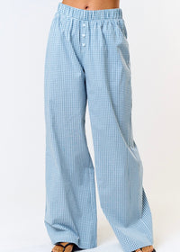 Fresno Blue Gingham Wide Leg Lounge Pants