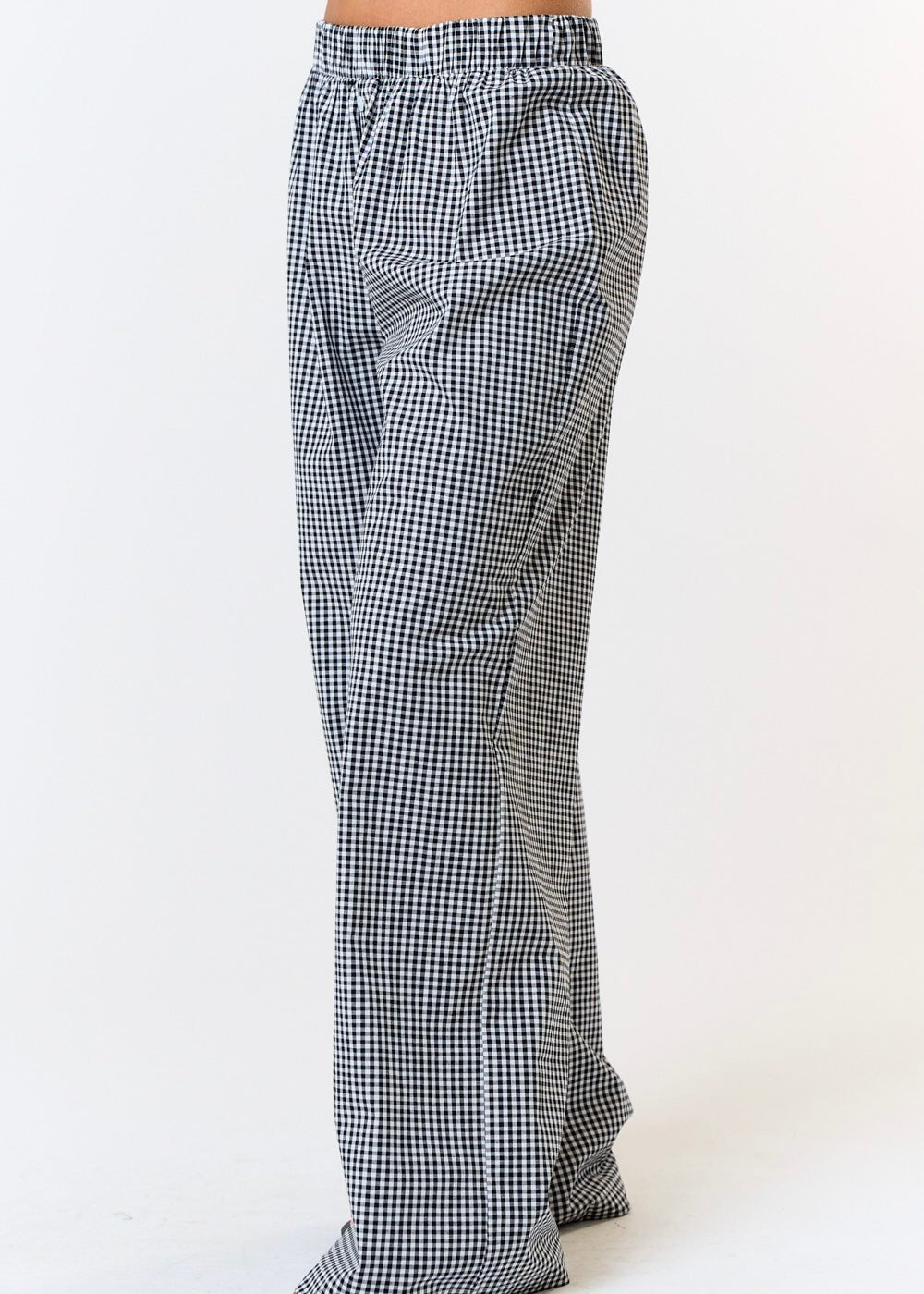 Fresno Black Gingham Wide Leg Lounge Pants