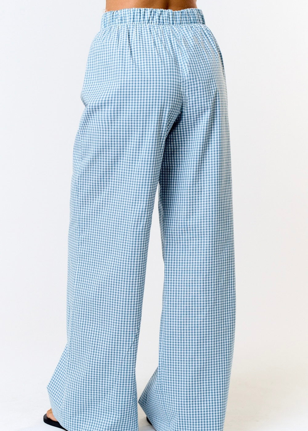 Fresno Blue Gingham Wide Leg Lounge Pants