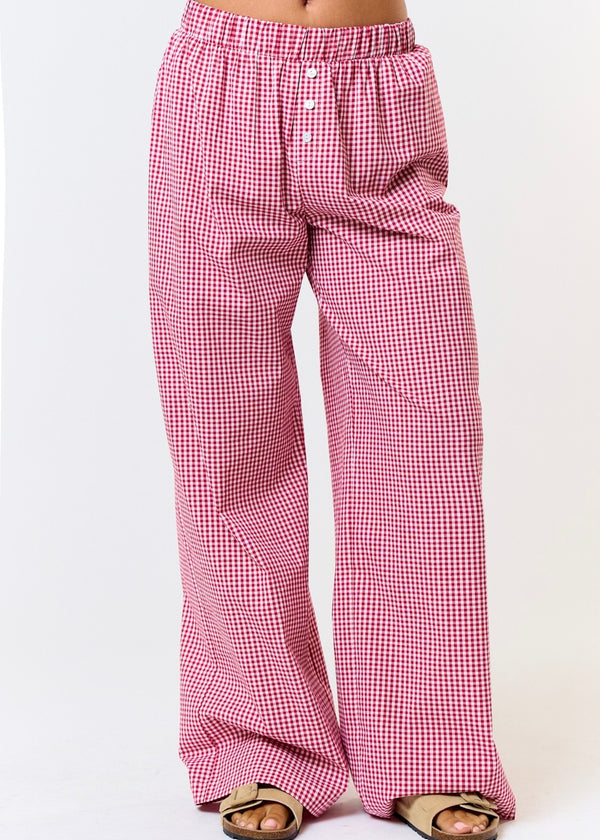 Fresno Red Gingham Wide Leg Lounge Pants