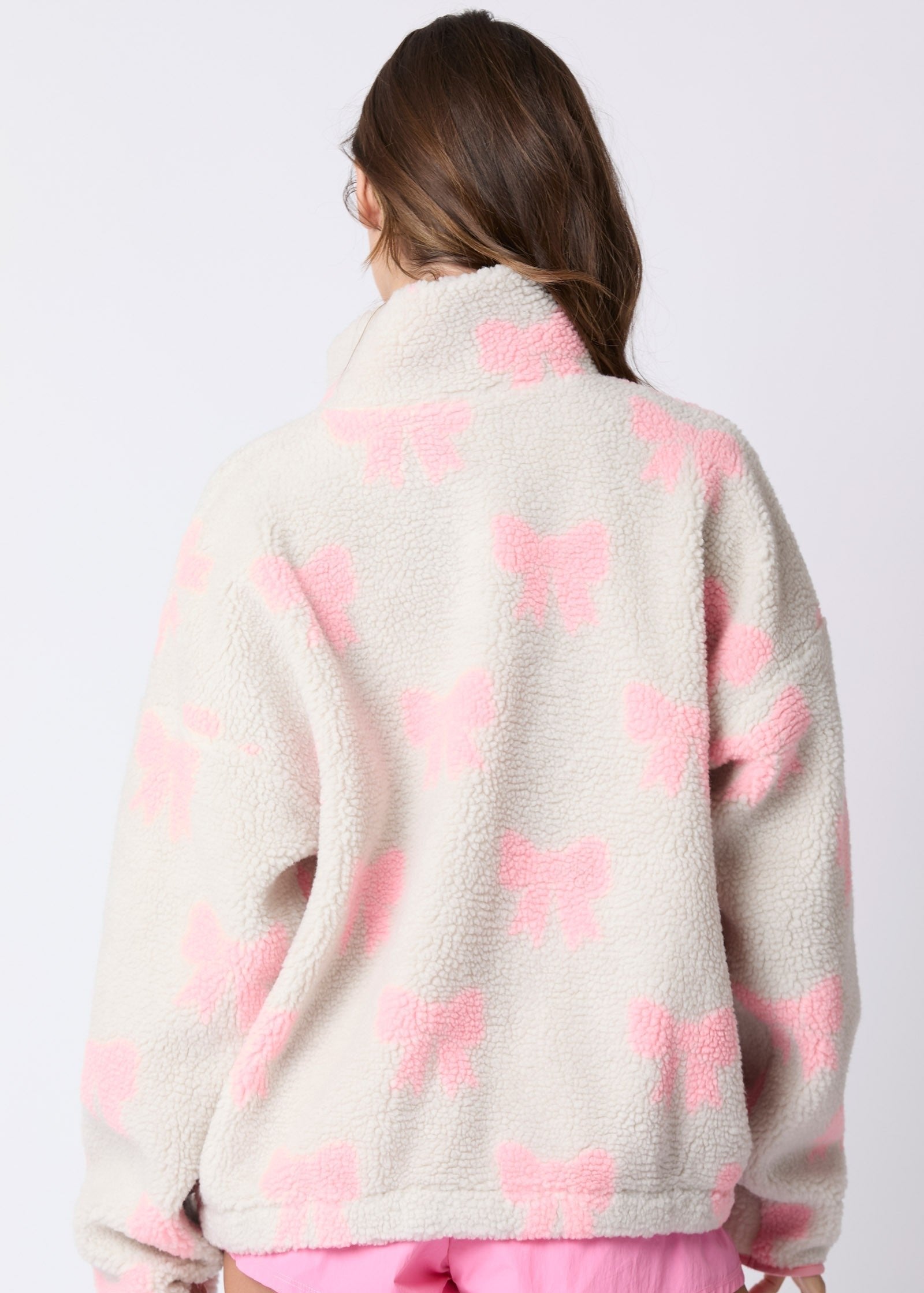 Pink brand sherpa pullover hotsell