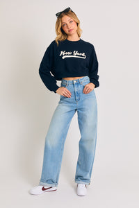 New York Long Sleeve Cropped Crewneck