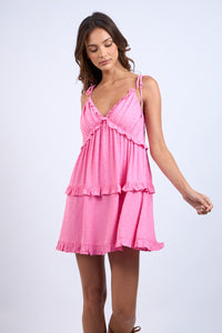 Macey Pink Tiered Mini Dress