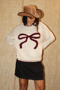 Rosalia Burgundy Bows Knit Sweater