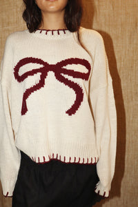 Rosalia Burgundy Bows Knit Sweater