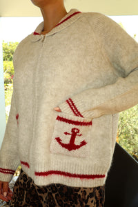 Red Anchor Sweater Zip Up