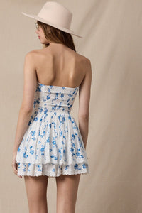 Shawn Blue Floral Tiered Mini Dress