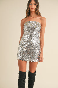 Dancing Queen Silver Sequin Tube Dress