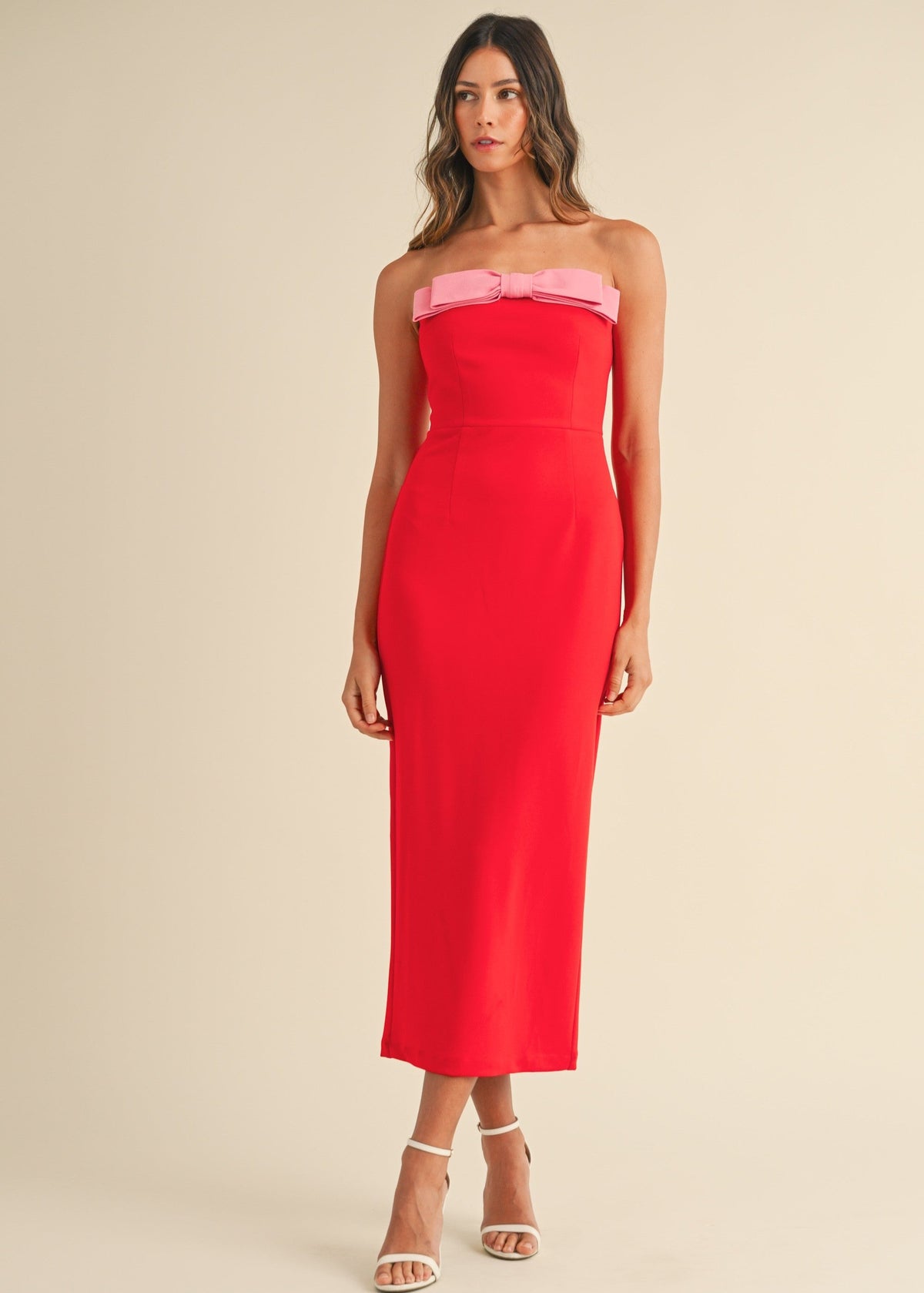 Sweet Disposition Red Bow Midi Dress