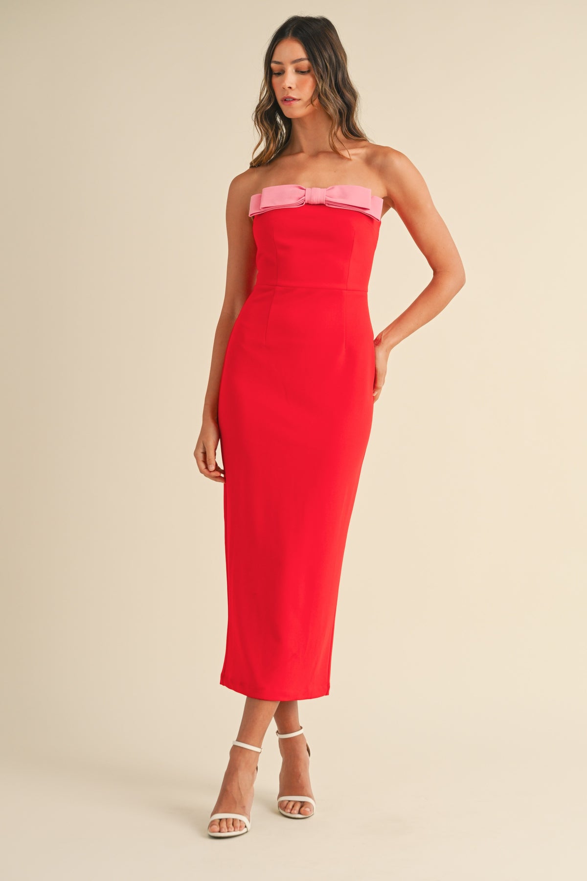 Sweet Disposition Red Bow Midi Dress