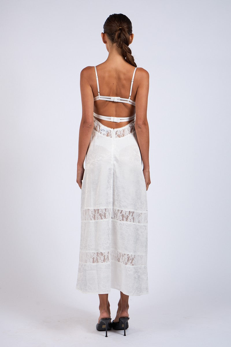 Mikayla White Delicate Midi Dress