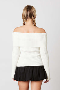 Falling Leaves Ivory Off The Shoulder Sweater