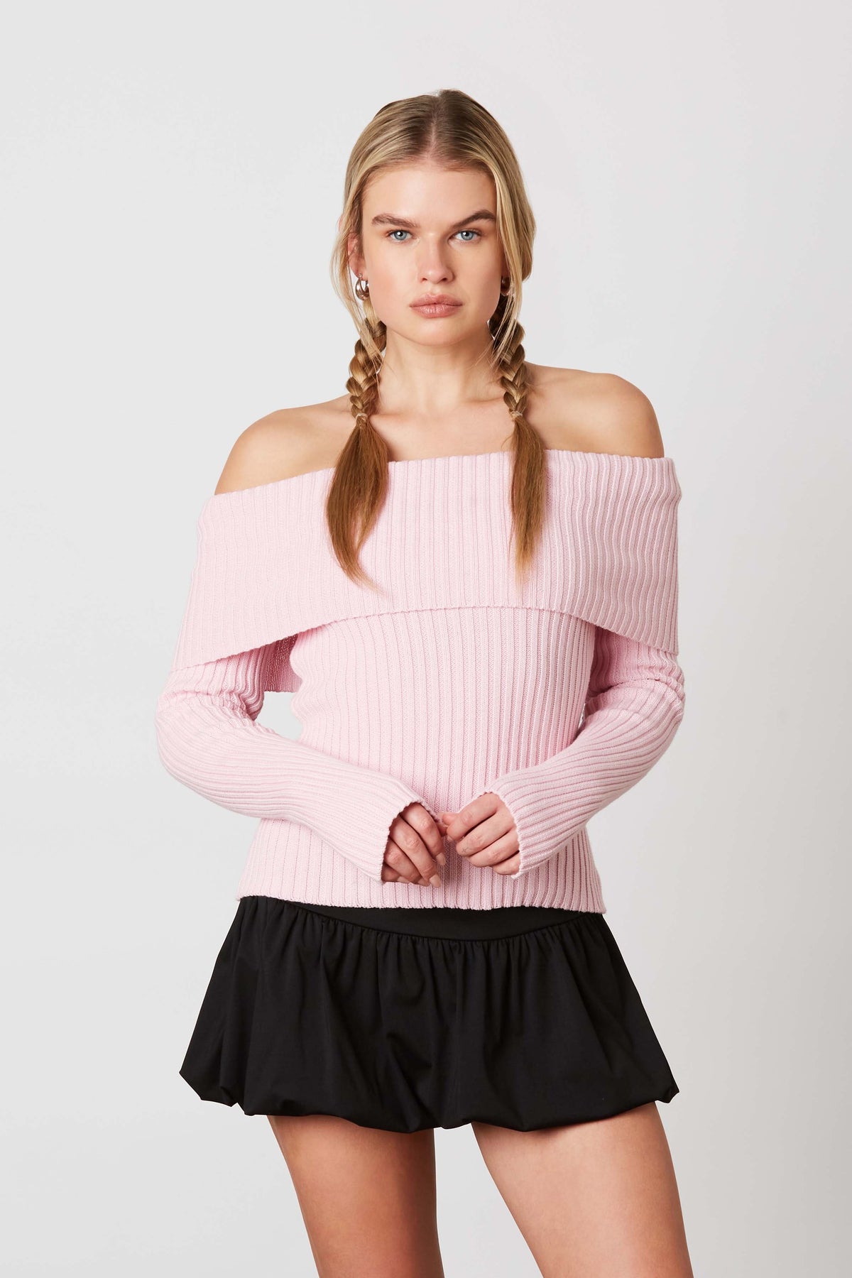 Falling Leaves Pink Off The Shoulder Sweater