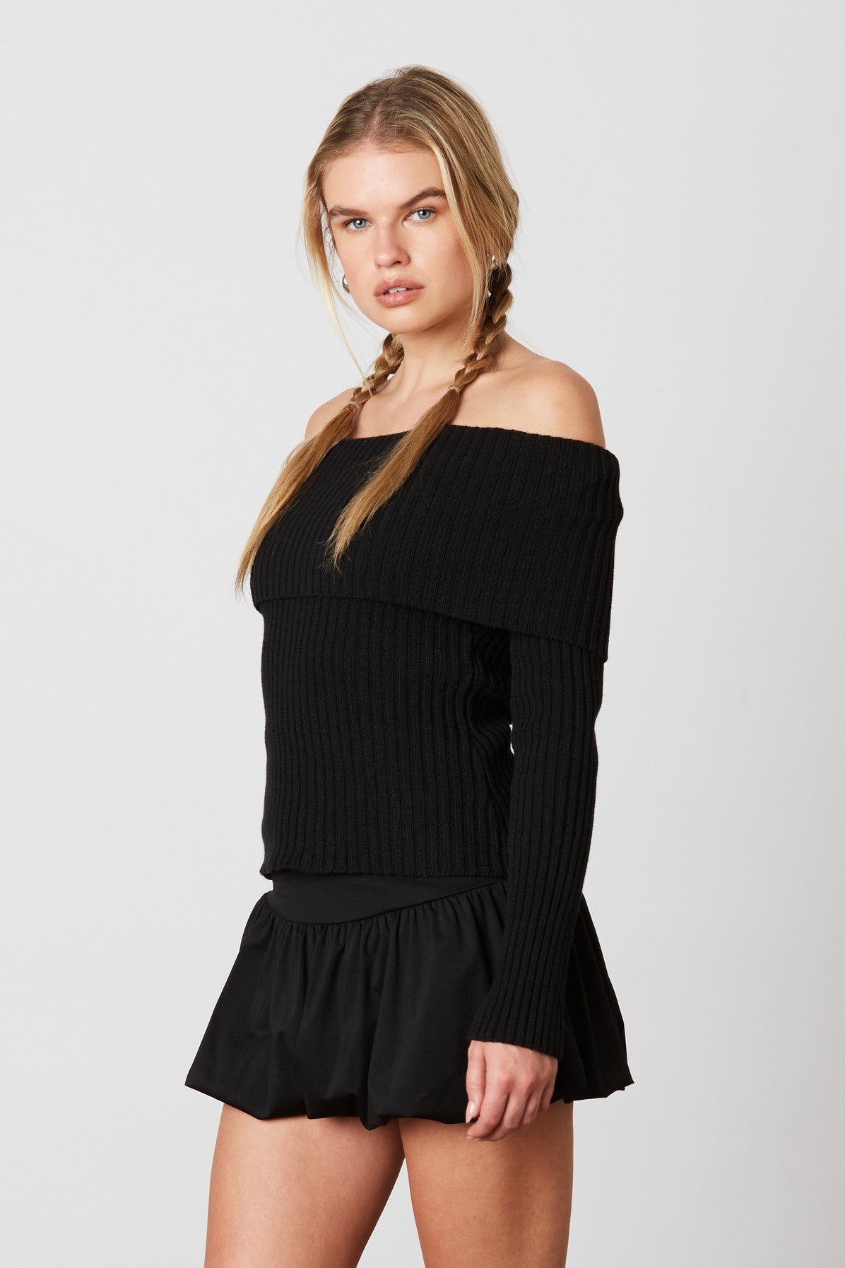 Falling Leaves Black Off The Shoulder Sweater