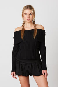 Falling Leaves Black Off The Shoulder Sweater