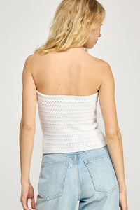 Detrick White Crochet Tube Top