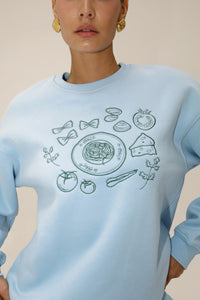 Farfalle Embroidered Blue Sweatshirt