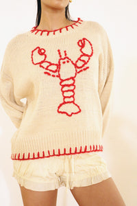 Red Lobster Stitched Hem Sweater