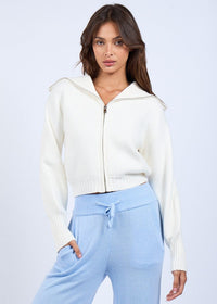 Tate White Collar Zip Sweater