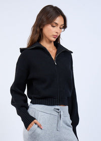 Tate Black Collar Zip Sweater