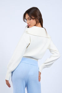 Tate White Collar Zip Sweater