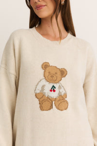 Teddy Bear Cherry Cream Sweater