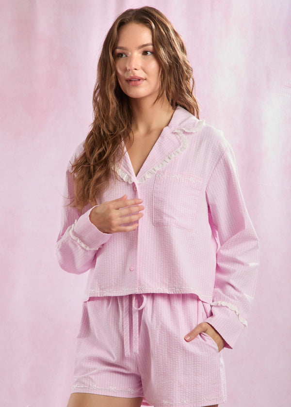 Poppy Pink Seersucker PJ Long Sleeve