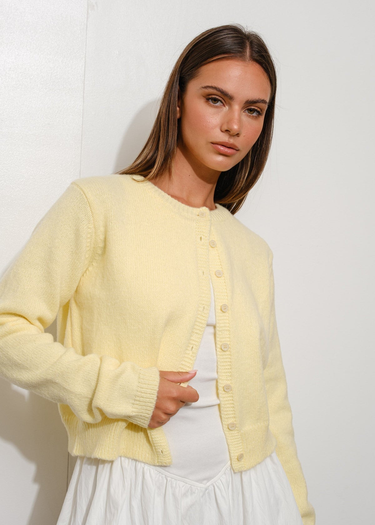 Reagan Yellow Basic Cardigan