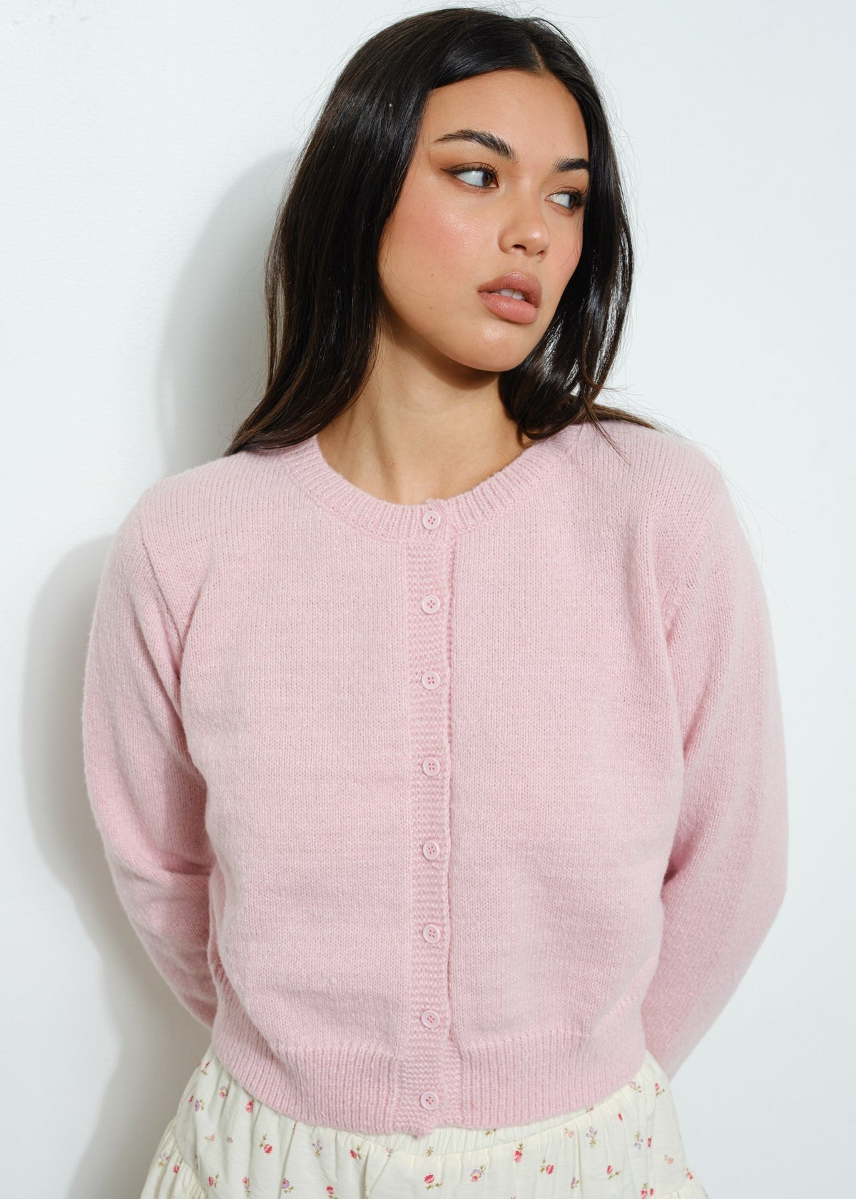 Reagan Pink Basic Cardigan