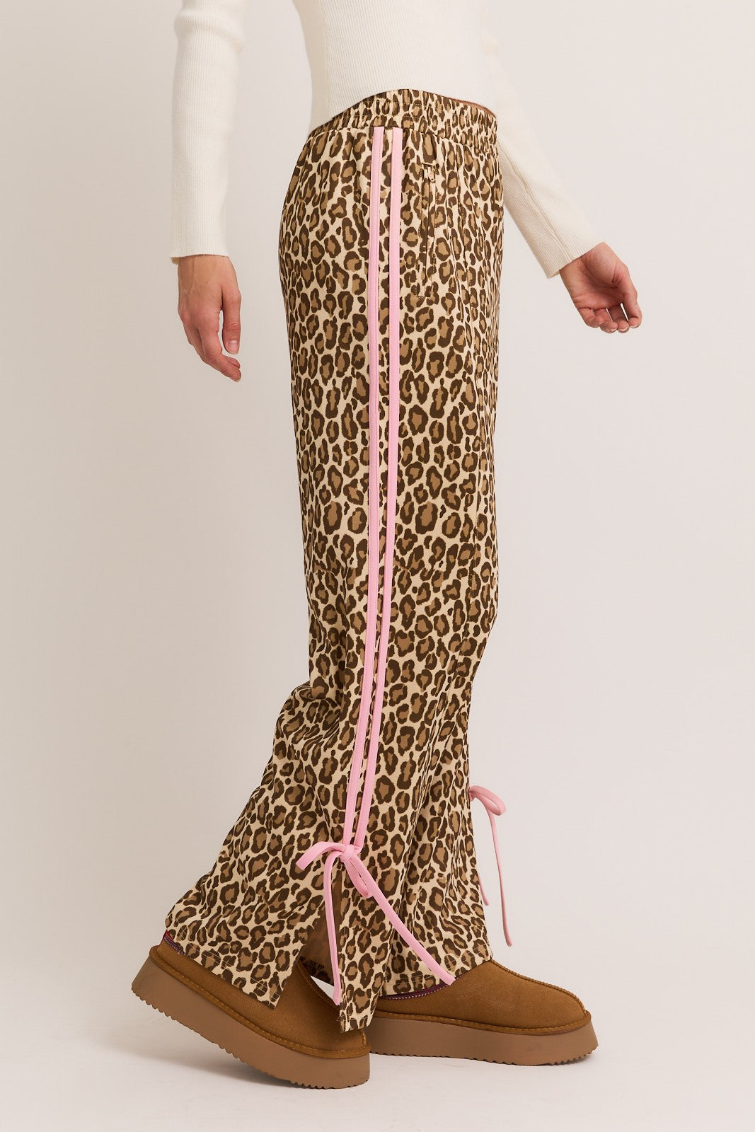 Brooke Leopard Pink Stripe Track Pants